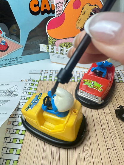 1982 Galoob Peyo Smurfs Bumper Cars Playset in Box