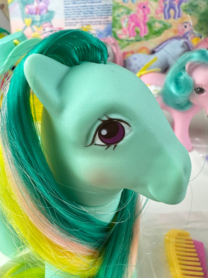 1980s Hasbro My Little Pony Braided Beauty Brush 'n Grow Pony with Accessories