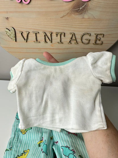 1987 Coleco Cabbage Patch Kids Rare Doll Outfit + Ribbons [Dinosaur Overalls]