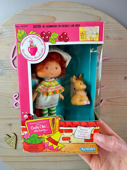 1983 Kenner Strawberry Shortcake Cafe Ole with Burrito Doll with Box