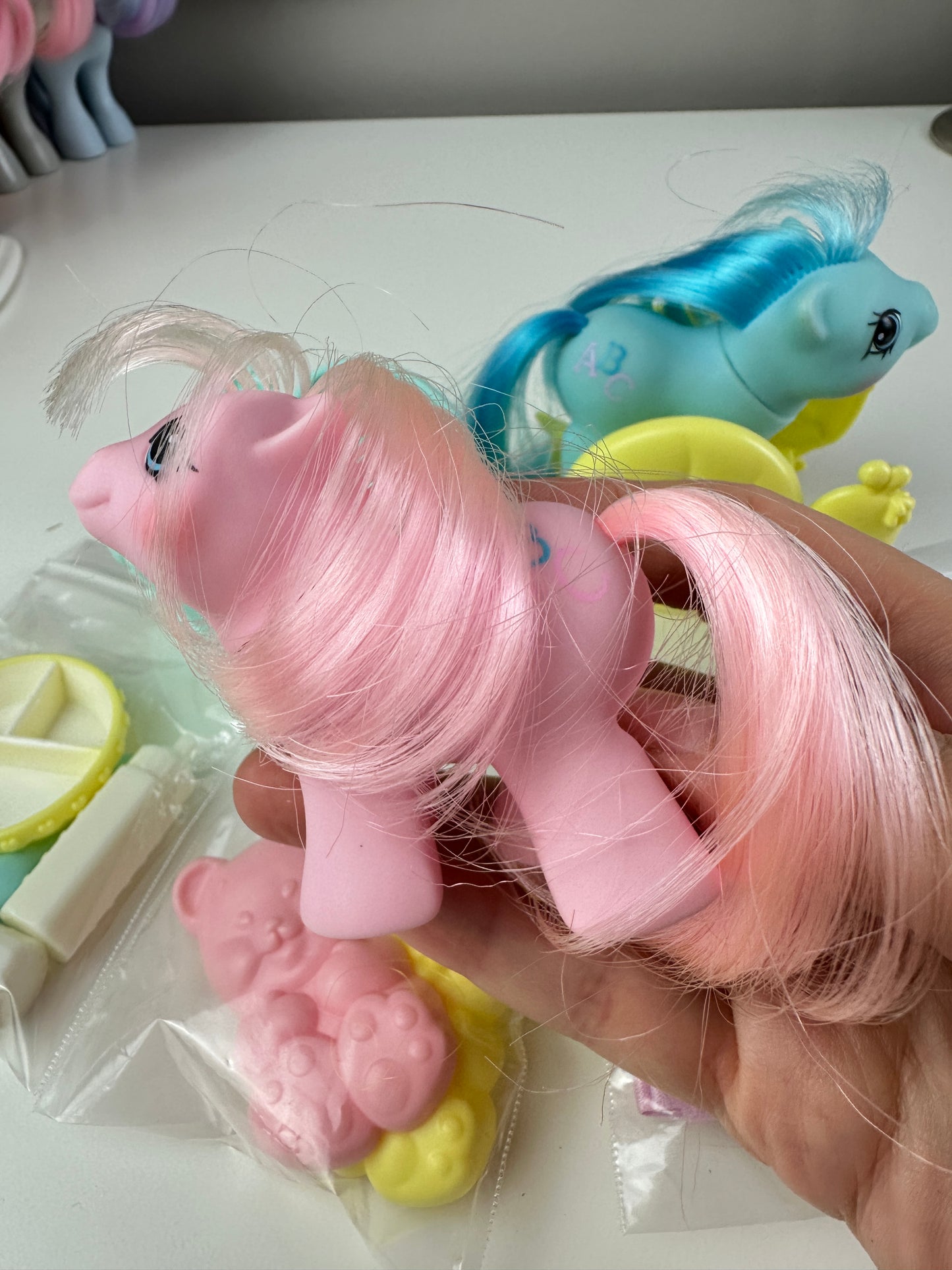 1980s Hasbro My Little Pony Doodles & Noodles Newborn Twins with Accessories
