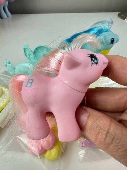 1980s Hasbro My Little Pony Doodles & Noodles Newborn Twins with Accessories