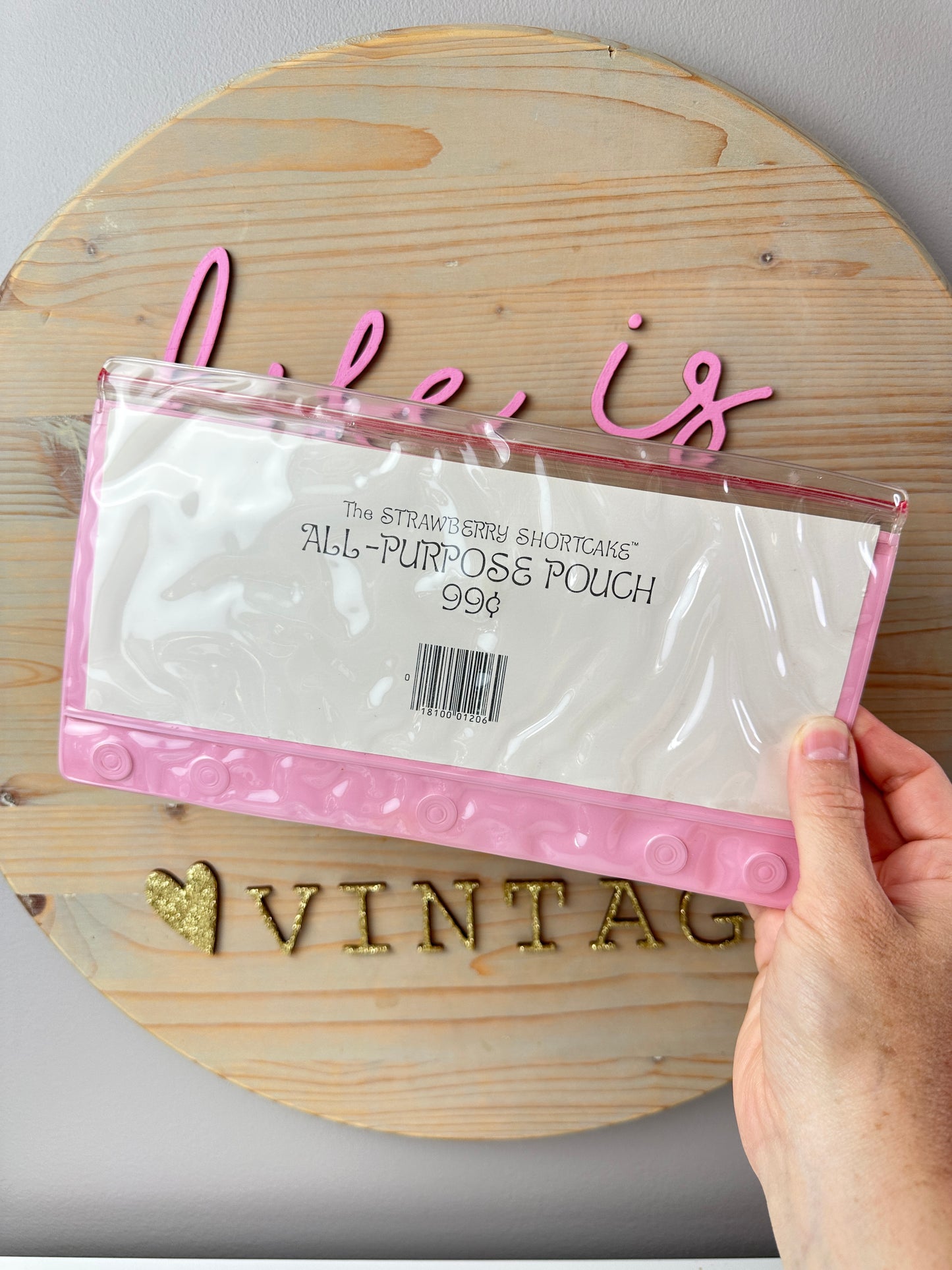 1980 AGC Strawberry Shortcake Pink Binder "Odds & Ends" Pouch