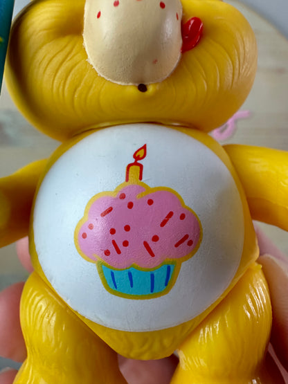 1980s Kenner Care Bear Birthday Bear Poseable with Bucket Accessory