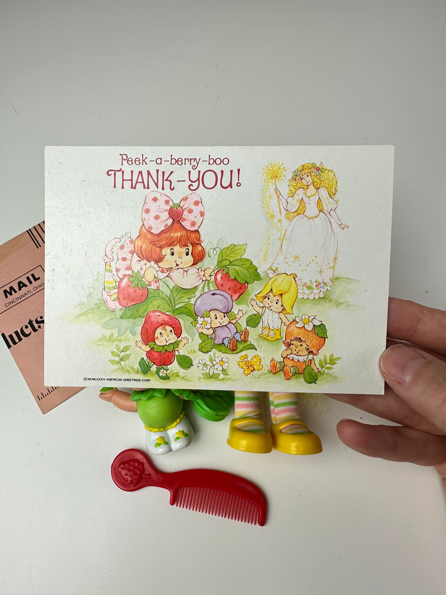 1985 Kenner Strawberry Shortcake Mint Tulip Berrykin Doll with Mint Berrykin *Berry Vault*