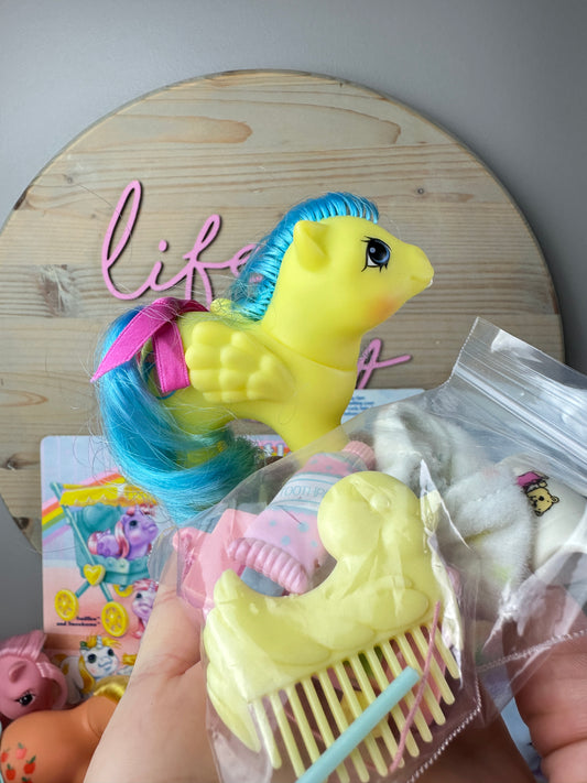 1980s Hasbro My Little Pony First Tooth Bouncy with Accessories