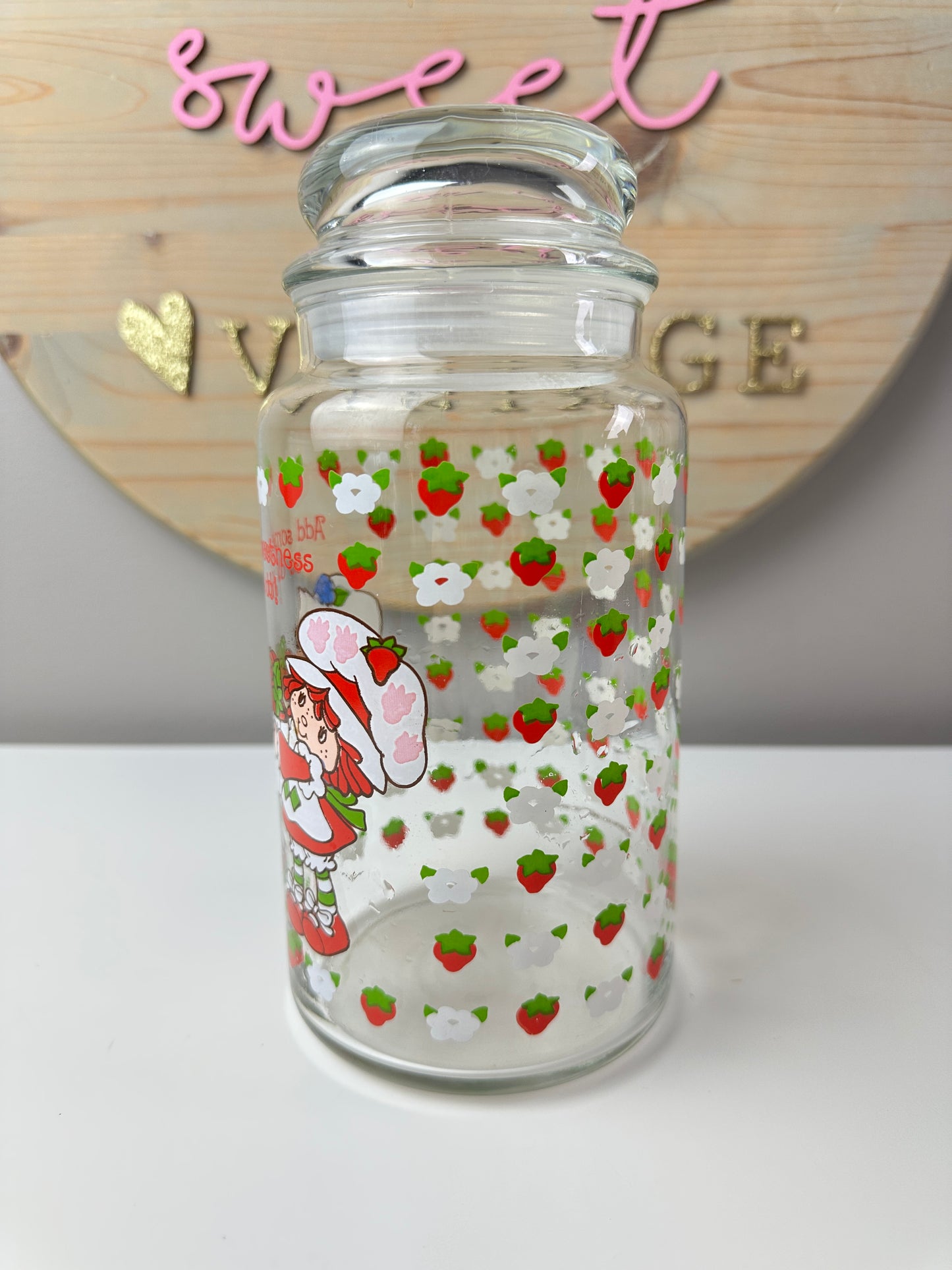 1980s AGC Strawberry Shortcake Glass Canister