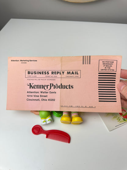 1985 Kenner Strawberry Shortcake Mint Tulip Berrykin Doll with Mint Berrykin *Berry Vault*