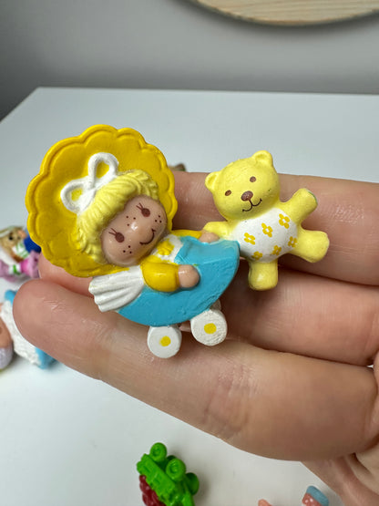 1980s Kenner Strawberry Shortcake Butter Cookie with Jelly Bear in a Buggy Miniature PVC