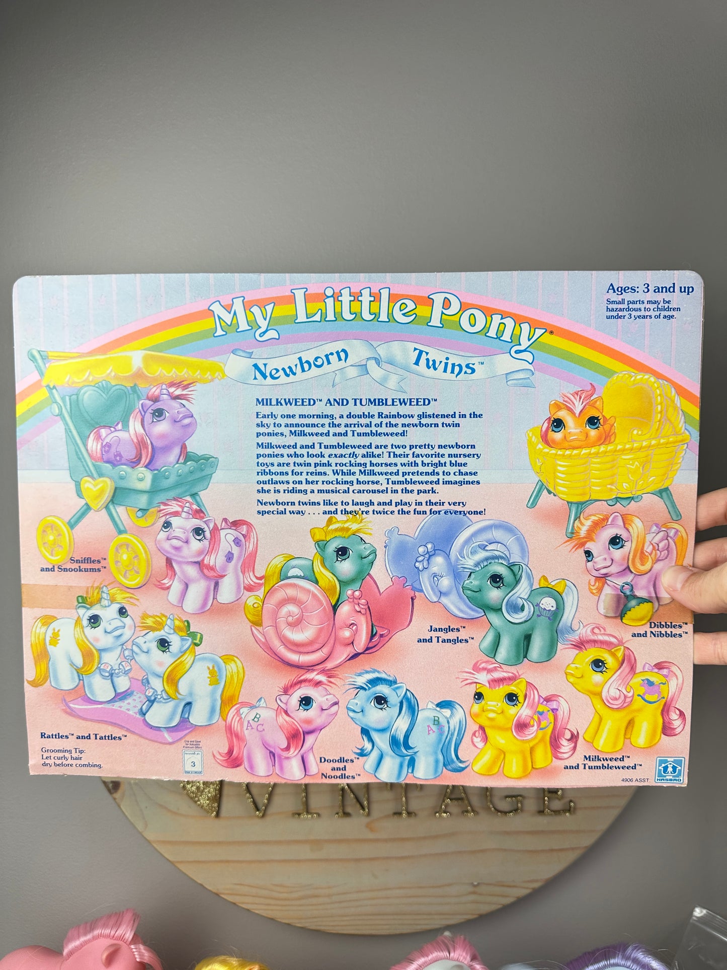 1980s Hasbro My Little Pony Milkweed & Tumbleweed Newborn Twins with Accessories