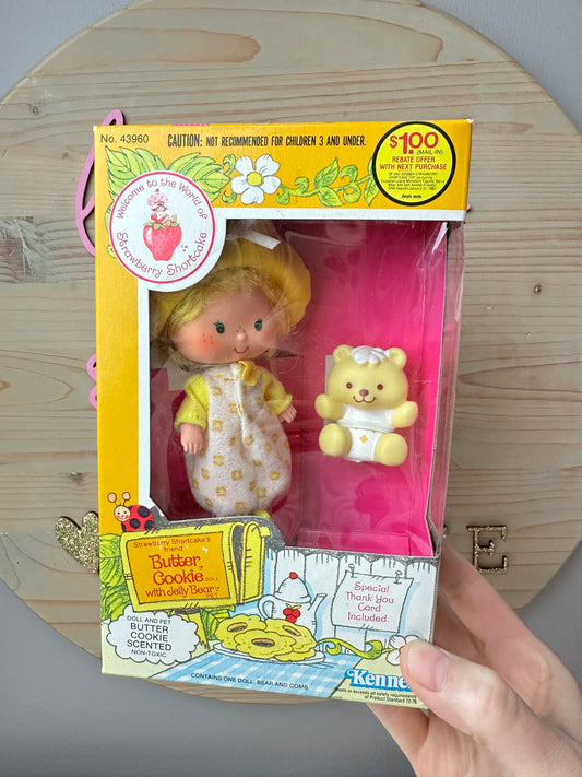 1982 Kenner Strawberry Shortcake Butter Cookie with Jelly Bear Doll NRFB Factory Sealed