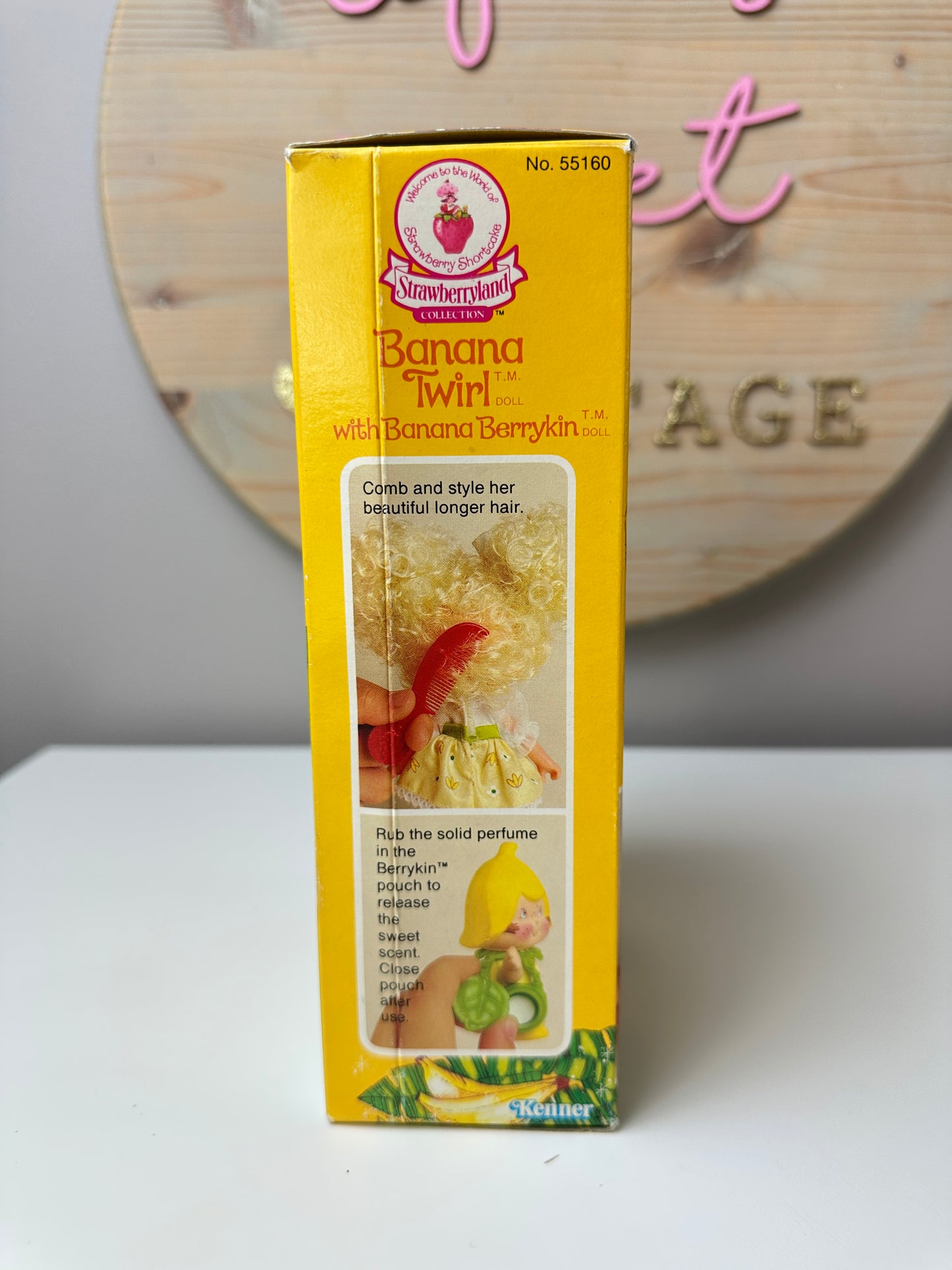 1985 Kenner Strawberry Shortcake Banana Twirl with Banana Berrykin Doll MIB *Berry Vault*