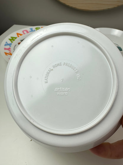 80s Plastic Sesame Street Dinnerware Set with Cookie Monster Bowls