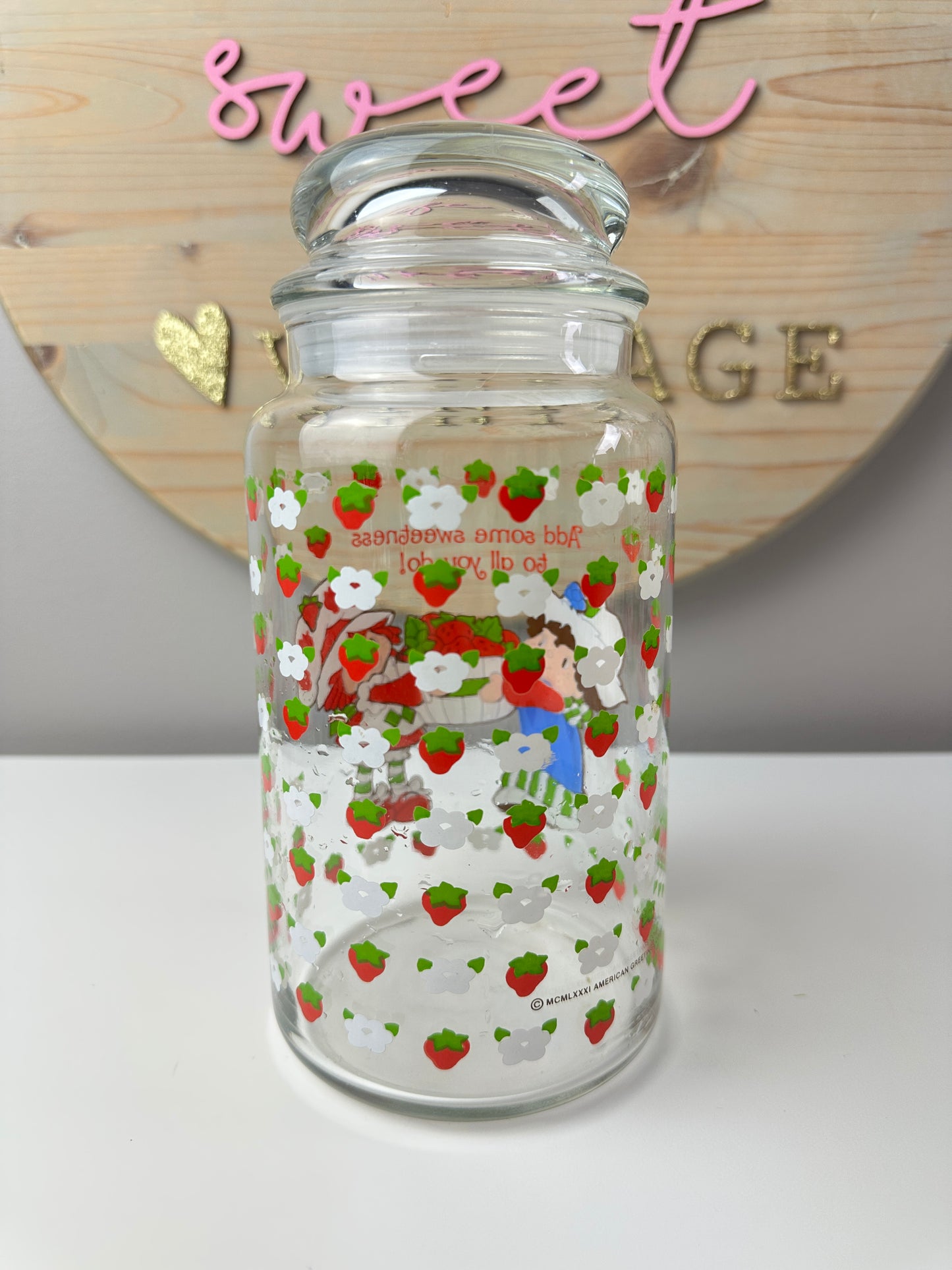 1980s AGC Strawberry Shortcake Glass Canister