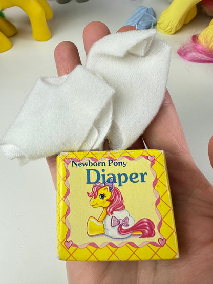 1980s Hasbro My Little Pony Milkweed & Tumbleweed Newborn Twins with Accessories