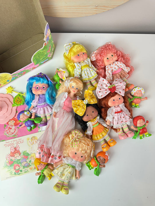 1985 Kenner Strawberry Shortcake COMPLETE Berrykin Doll Collection *Berry Vault*