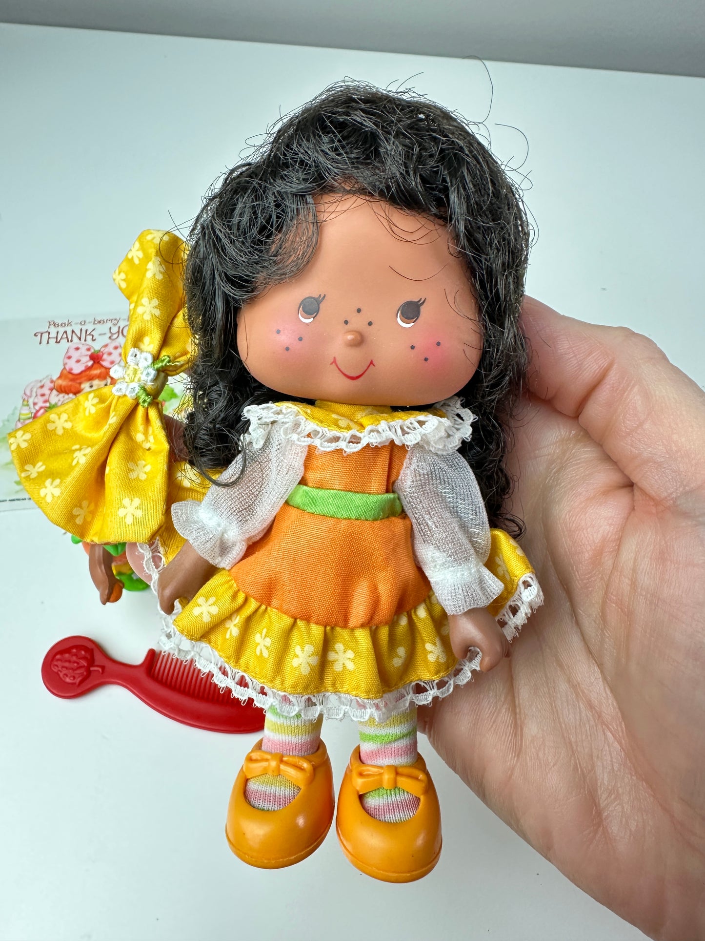 1985 Kenner Strawberry Shortcake Orange Blossom Berrykin Doll with Orange Berrykin *Berry Vault*