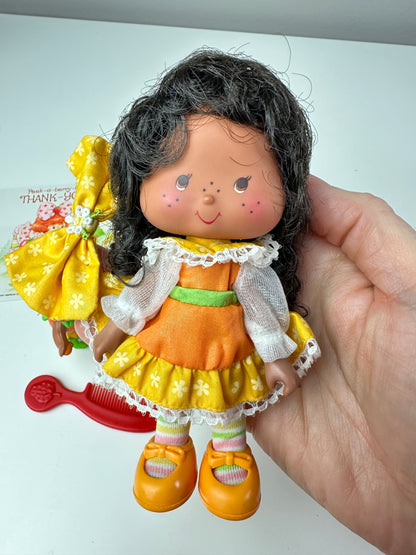 1985 Kenner Strawberry Shortcake Orange Blossom Berrykin Doll with Orange Berrykin *Berry Vault*