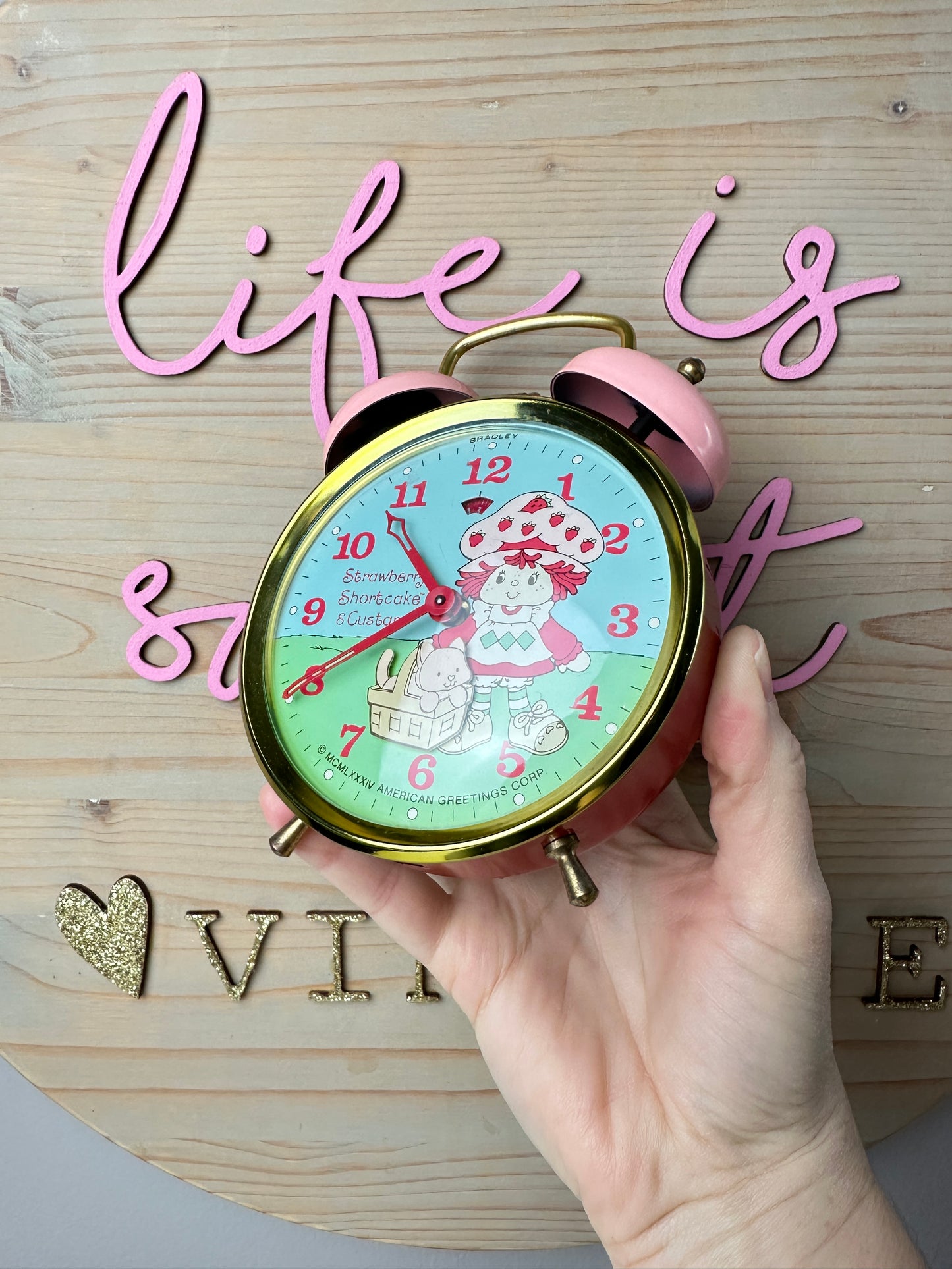 1984 Bradley Time Strawberry Shortcake and Custard Alarm Clock [Not Working]