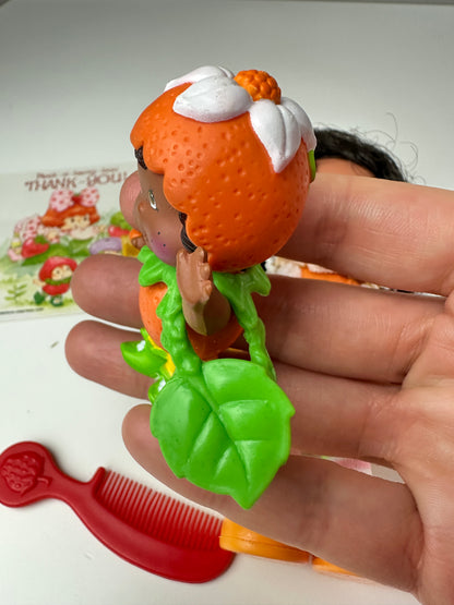 1985 Kenner Strawberry Shortcake Orange Blossom Berrykin Doll with Orange Berrykin *Berry Vault*