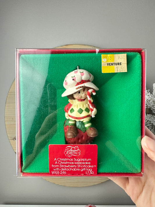 1980s Strawberry Shortcake Designer's Collection "Christmas Sugarplum" Ornament in Box