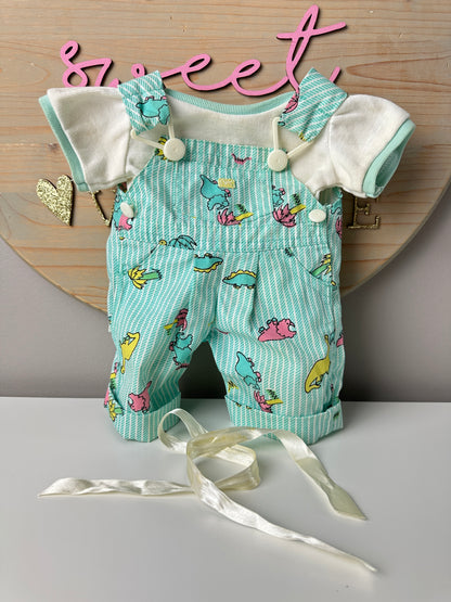 1987 Coleco Cabbage Patch Kids Rare Doll Outfit + Ribbons [Dinosaur Overalls]