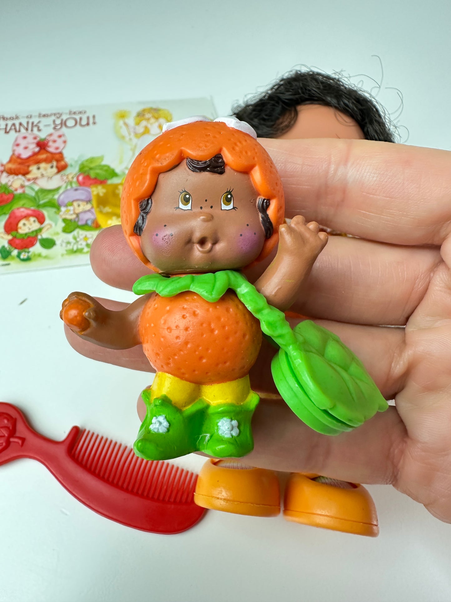 1985 Kenner Strawberry Shortcake Orange Blossom Berrykin Doll with Orange Berrykin *Berry Vault*