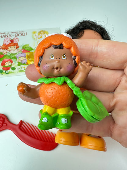 1985 Kenner Strawberry Shortcake Orange Blossom Berrykin Doll with Orange Berrykin *Berry Vault*