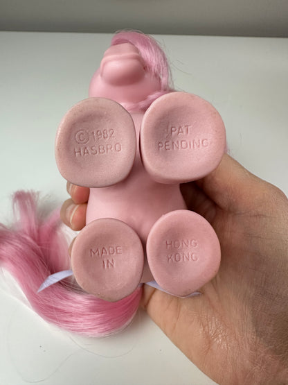 1980s Hasbro My Little Pony Concave Foot Cotton Candy with Ribbon