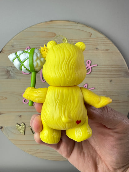 1980s Kenner Care Bear Funshine Bear Poseable with Catcher Accessory