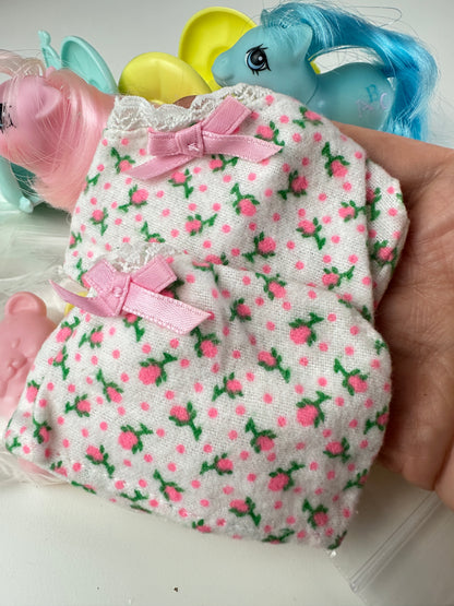 1980s Hasbro My Little Pony Doodles & Noodles Newborn Twins with Accessories