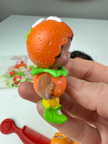 1985 Kenner Strawberry Shortcake Orange Blossom Berrykin Doll with Orange Berrykin *Berry Vault*