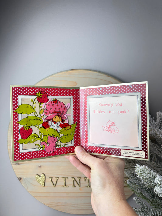 1980s Designer's Collection Strawberry Shortcake Glass Decorative Picture Frame