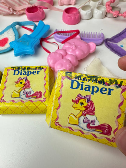 1980s Hasbro My Little Pony G1 Accessories Lot with Baby Glory