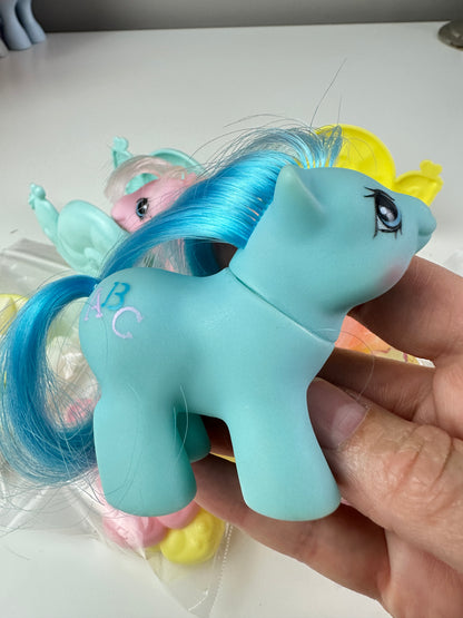 1980s Hasbro My Little Pony Doodles & Noodles Newborn Twins with Accessories