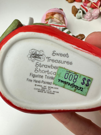 1980s Strawberry Shortcake Designer's Collection Porcelain Figurine Trinket Box "Sweet Treasures" with Tag