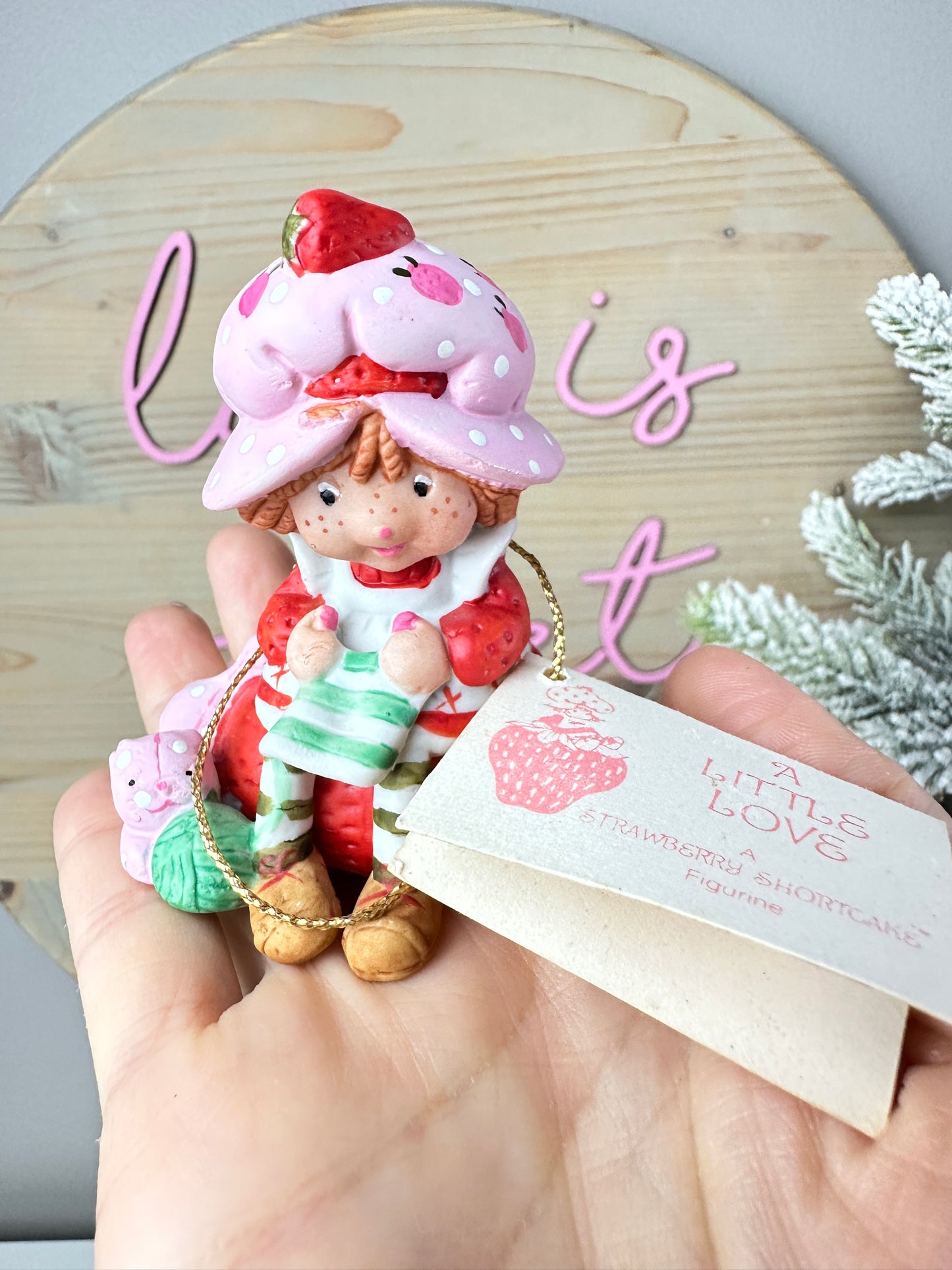 1980s Strawberry Shortcake Designer's Collection Porcelain Figurine "A Little Love" with Tag