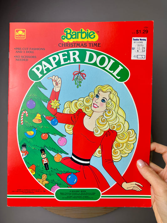 1980s Golden Christmas Barbie Paperdoll Book Unused