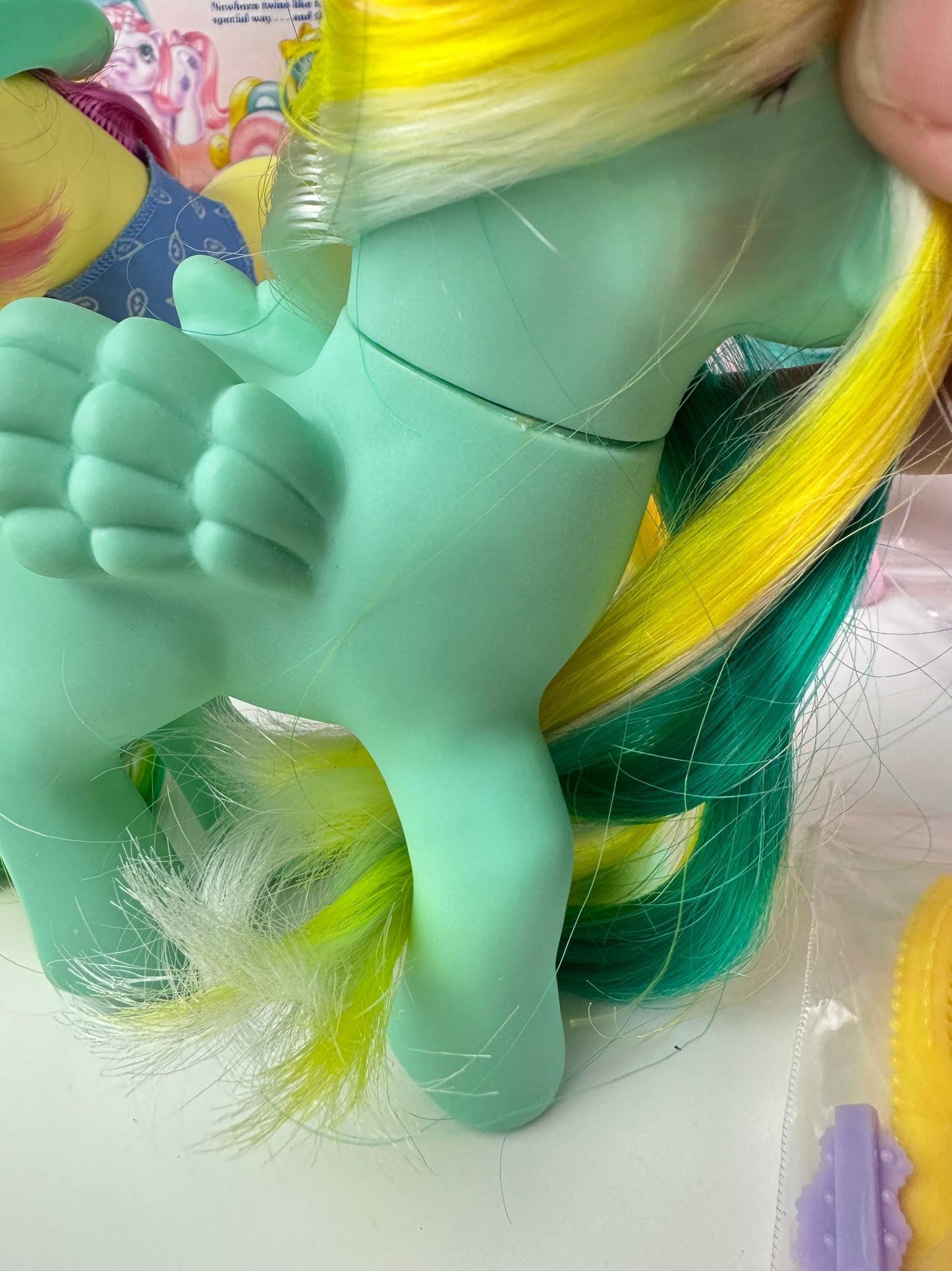 1980s Hasbro My Little Pony Braided Beauty Brush 'n Grow Pony with Accessories