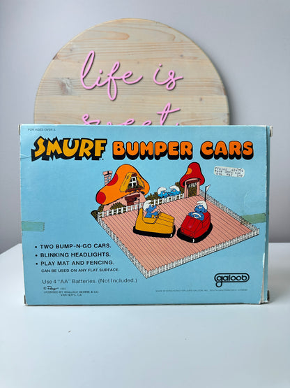 1982 Galoob Peyo Smurfs Bumper Cars Playset in Box