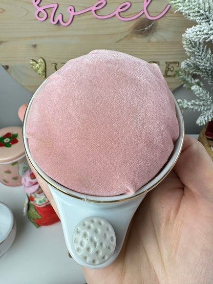 1980s Strawberry Shortcake Designer's Collection Fine Porcelain Pin Cushion with Thimble