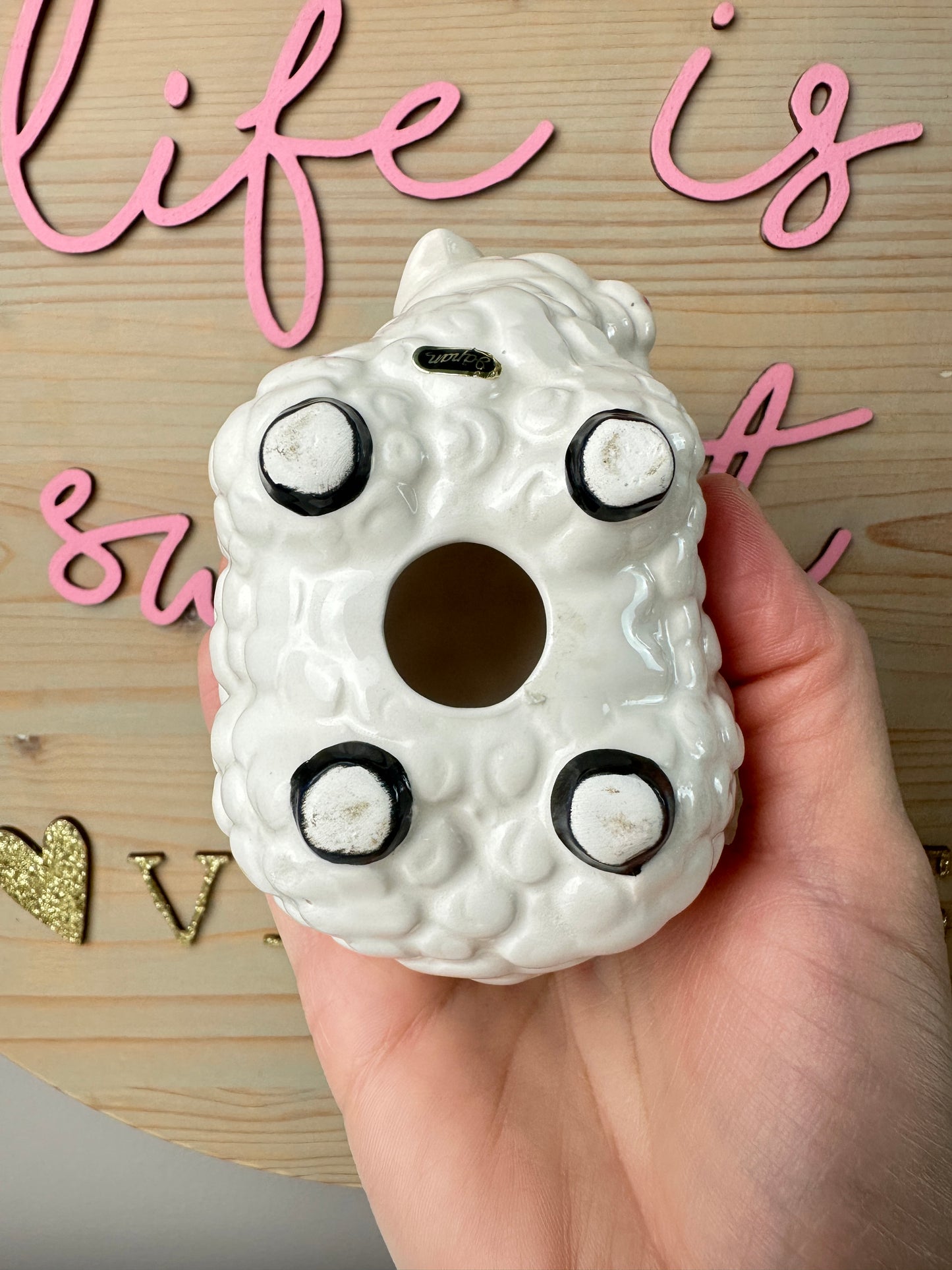 Kitschy Cute Porcelain Lamb [Made in Japan]