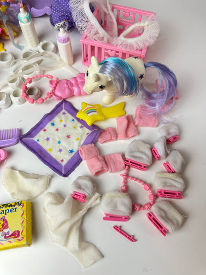 1980s Hasbro My Little Pony G1 Accessories Lot with Baby Glory