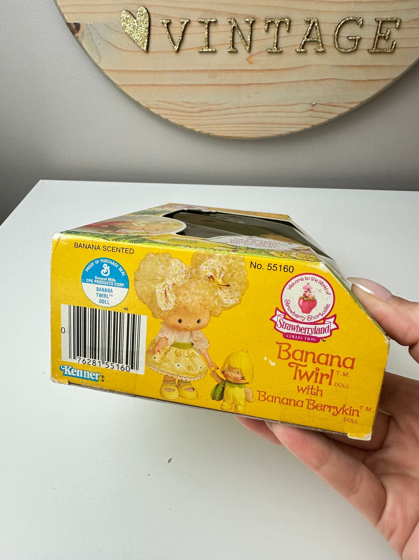1985 Kenner Strawberry Shortcake Banana Twirl with Banana Berrykin Doll MIB *Berry Vault*