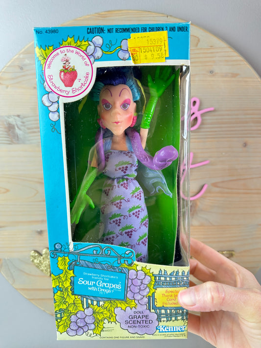 1982 Kenner Strawberry Shortcake Sour Grapes with Dregs Doll with Box