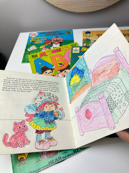 1980s Cartoon Books - Strawberry Shortcake, Rainbow Brite, Shamu, Monchhichi & More (Records Included)
