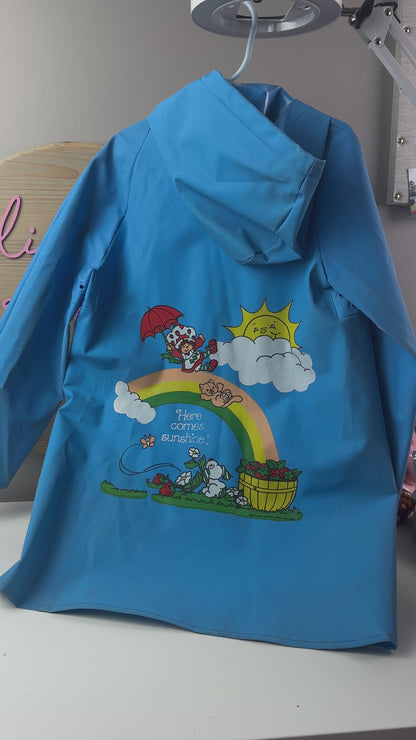 1980s Strawberry Shortcake Rain Jacket Slicker "Here Comes Sunshine" Size 6